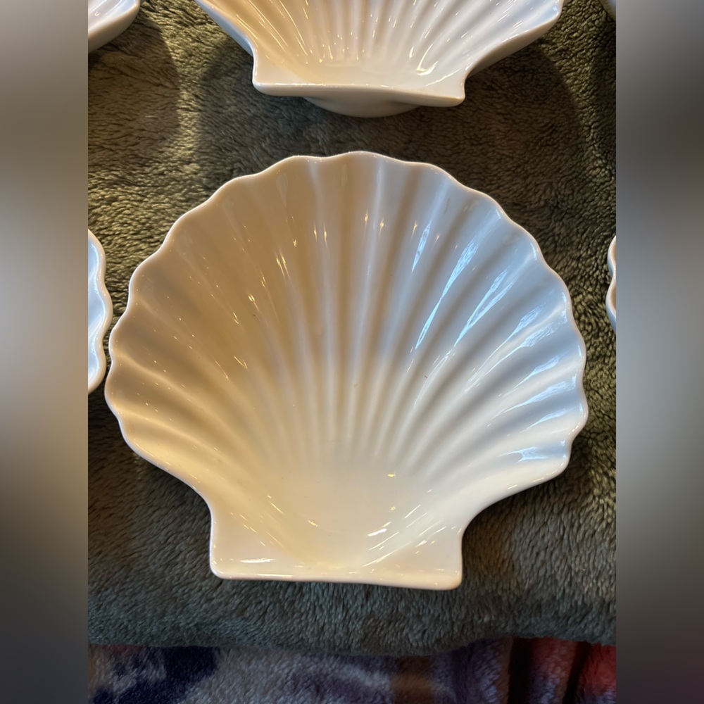 CERAMIC Clam Shell Bowl Set of 3 Fancy Ocean Inspired Beach Dinner Party Seafood - Picture 6 of 16